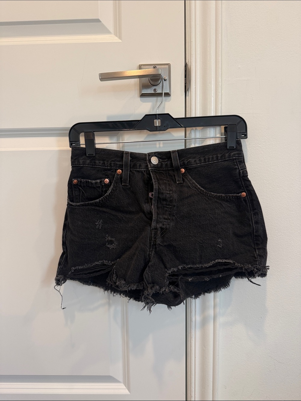 Levi’s Black Distressed High-Waist Women’s Denim Shorts